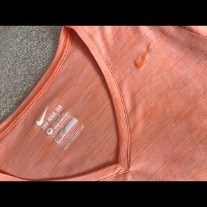 Women’s Orange Striped Nike Dry fit V Neck T-shirt